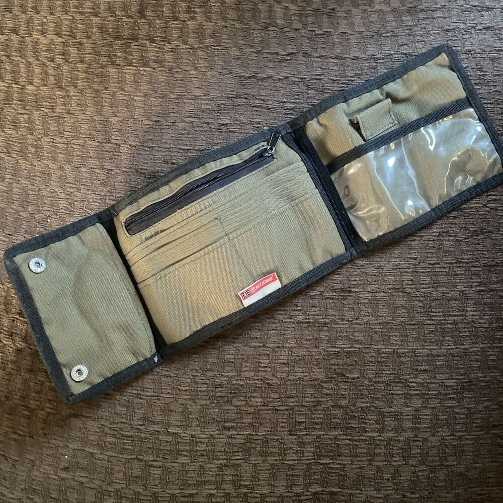 FIB Canvas‎ Bag Wallet Pouch Travel Utility Cards Military Green Black No Strap